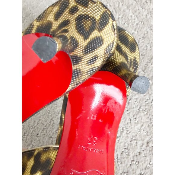 Christian Louboutin EAST MULE 55 Metallic Leopard Sandals Kitten Heel Shoes - Picture 11 of 14